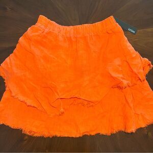 Karisa Linen tiered skirt 🌺 raw hem 🌺 NWT 🌺 Coral Orange